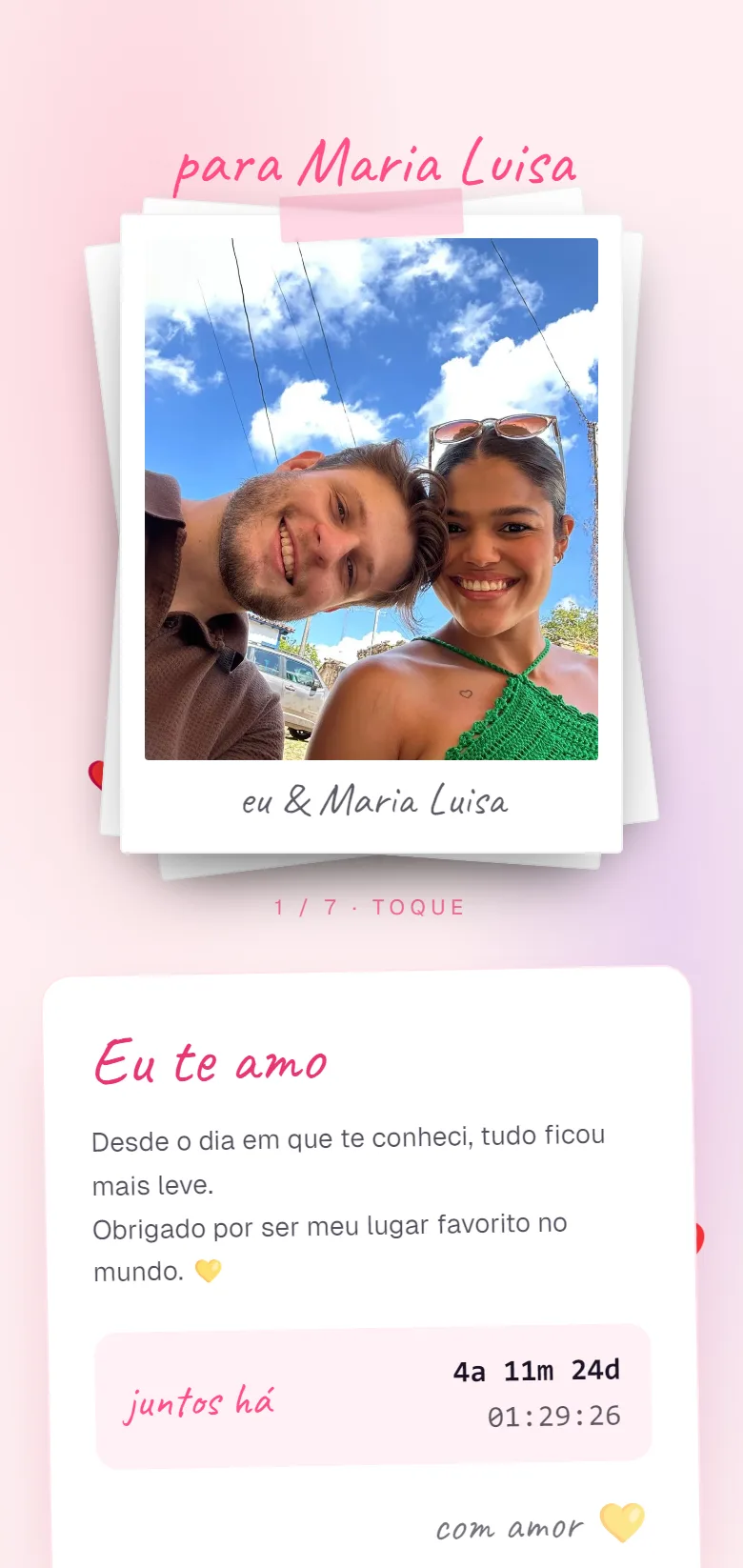 Exemplo de página no estilo Polaroid